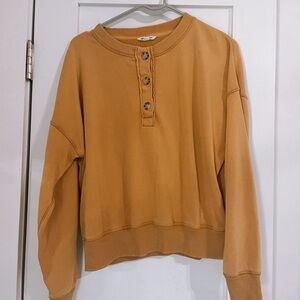American Eagle Outfitters Mustard Button-Up Sweatshirt
